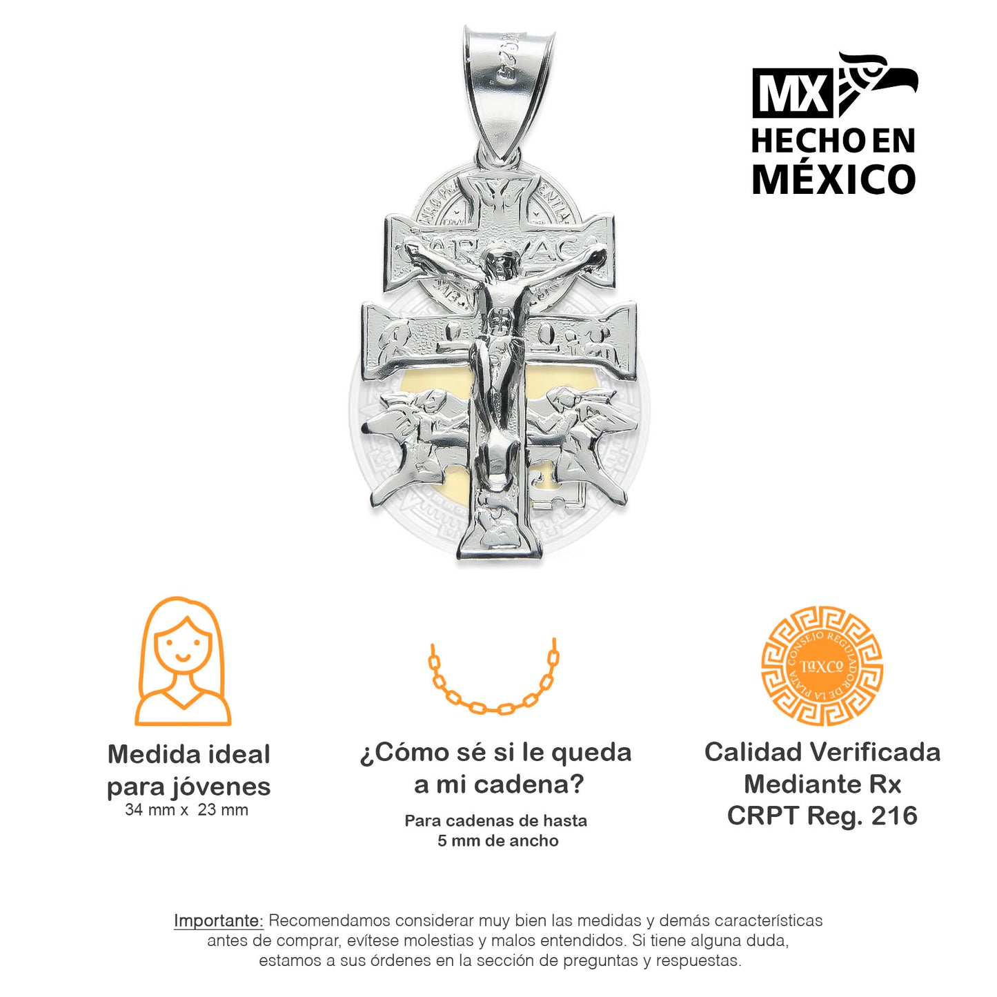 LPDJ058 Dije Cruz De Caravaca Slim En Plata .925 Taxco Gro 844769745