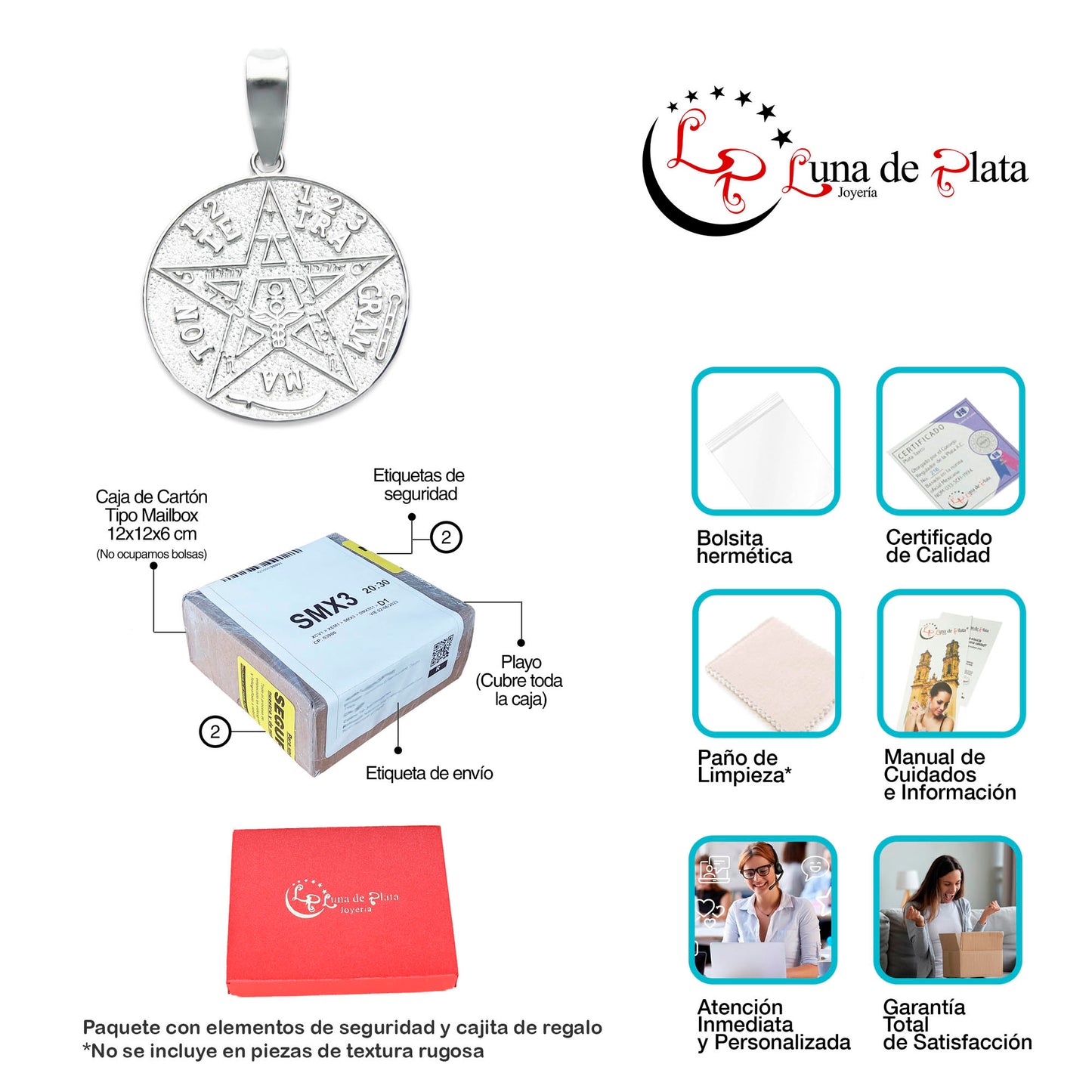 LPDJ181 Dije Tetragrammatón Vaciado Especial en Plata .925 1956160073