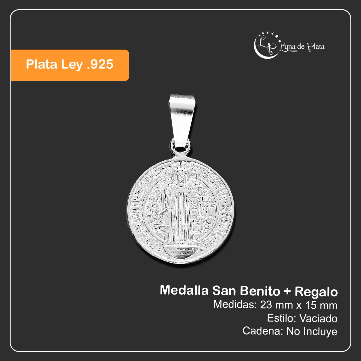 LPDJ222 Medalla San Benito 1.5 x 2.3 cm + Regalo Plata .925 Taxco Gro 2945943674