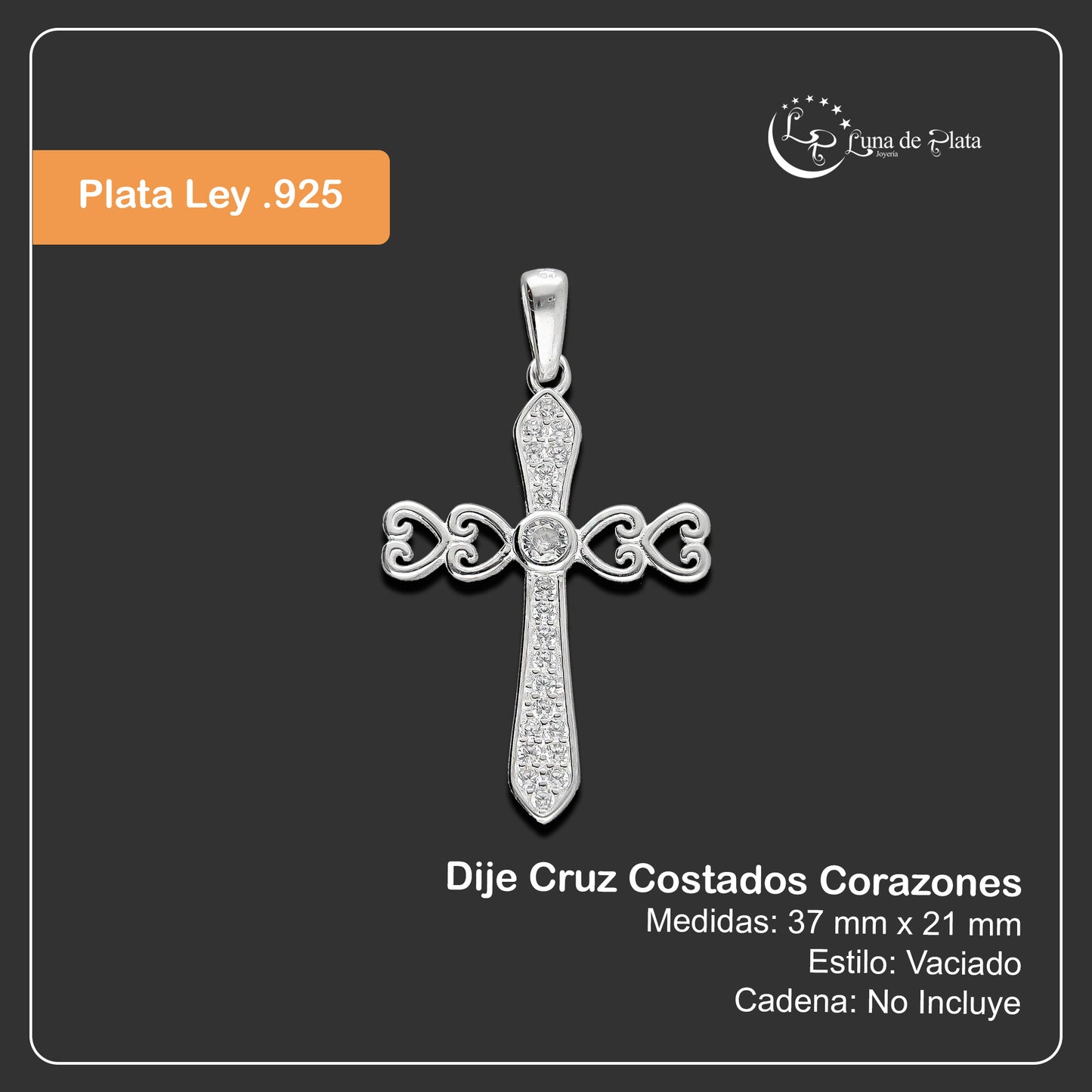 LPDJ272 Dije Cruz Costados Corazones Plata .925 Taxco Gro 2154547585