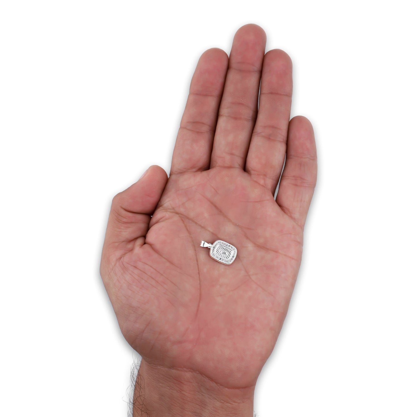 LPDJ282 Dije Medalla Virgen Rectangulo Micro en Plata .925 4429896722