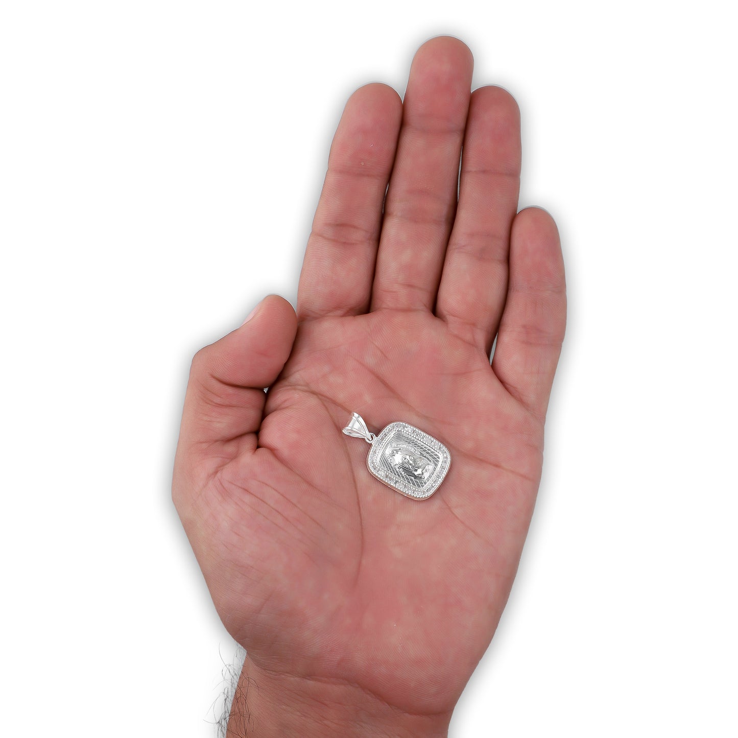 LPDJ290 Dije Medalla Virgen Rectangulo con Grabado Lasser Plata .925 4432344408
