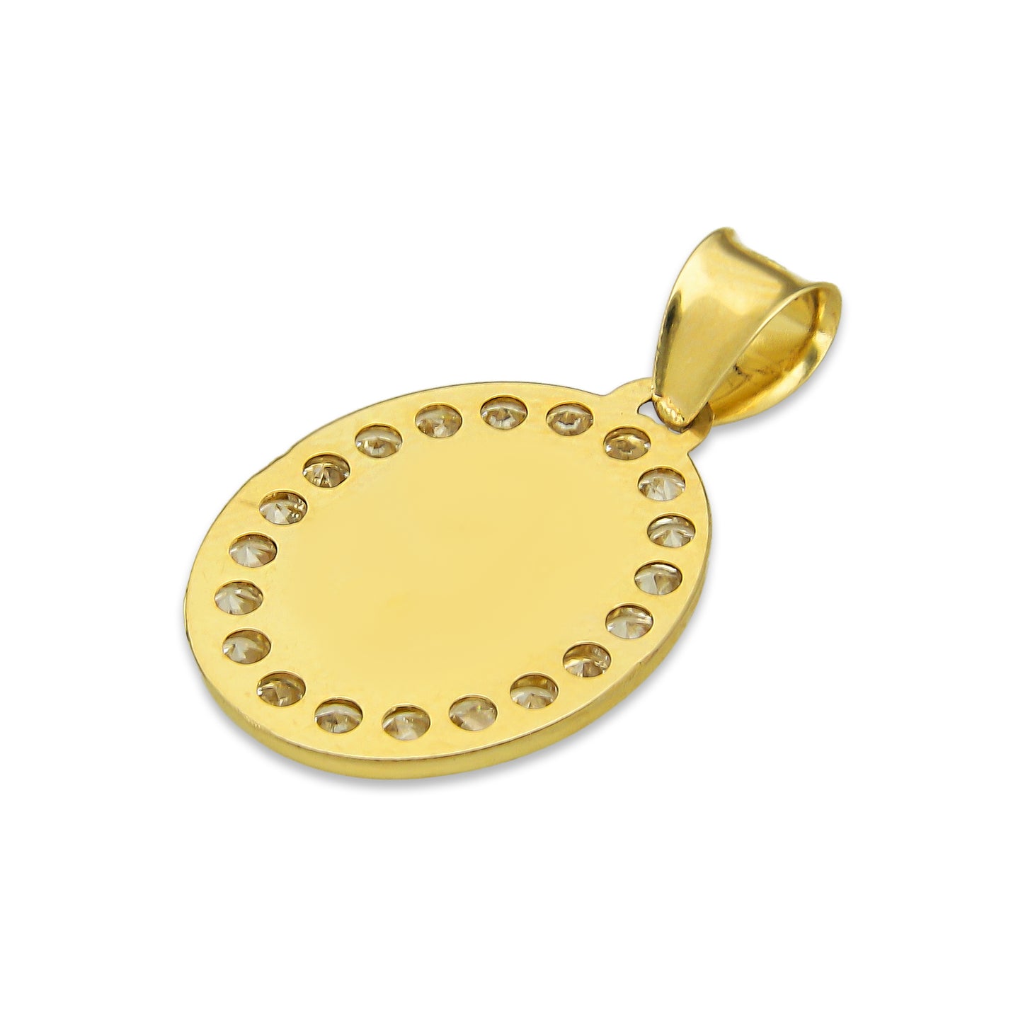 LPDJAU010 Dije Medalla Oro Sólido 10K San Judas Oval Radial Florentino 1.4 cm x 2.4 cm