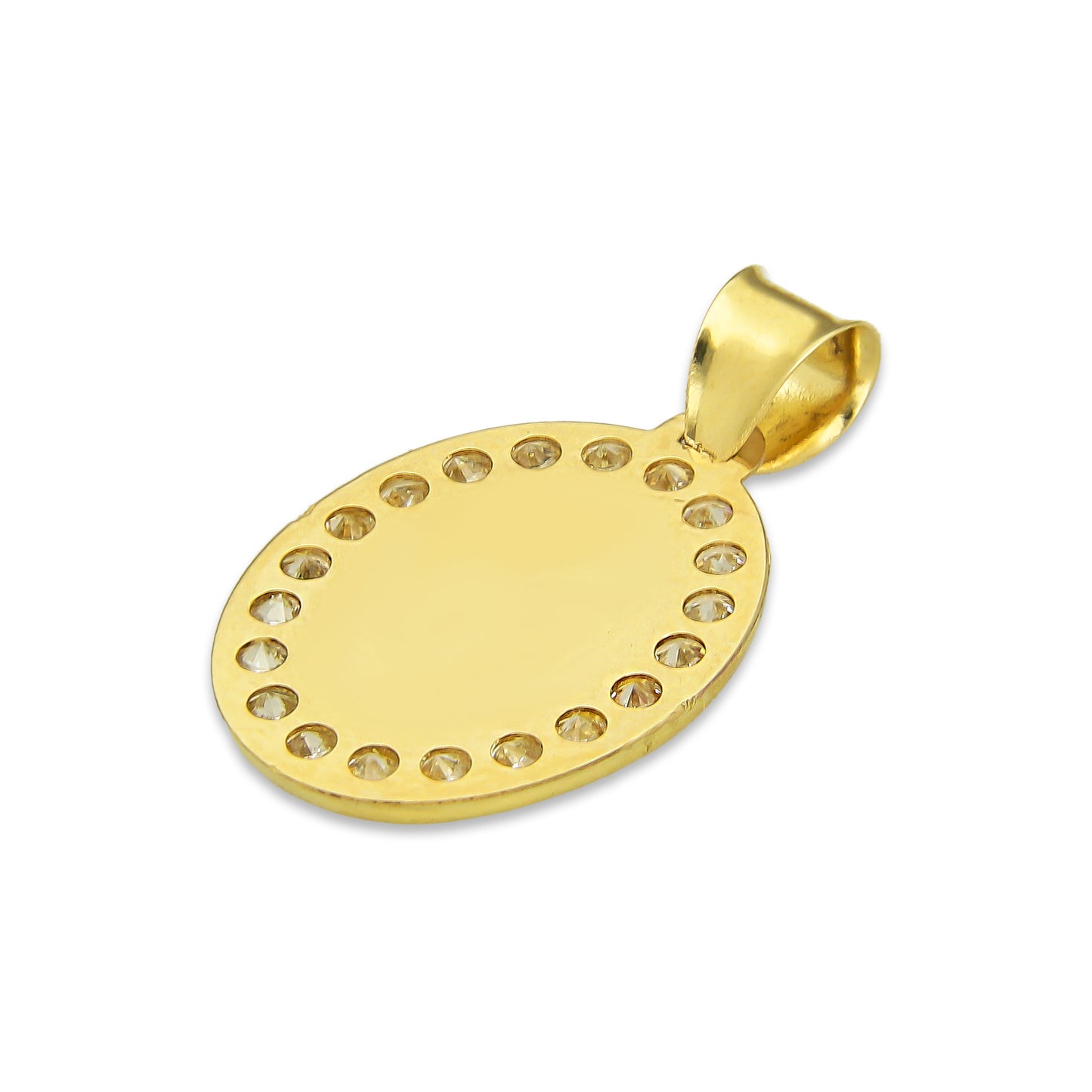 LPDJAU011 Dije Medalla Oro Sólido 10K Cristo Oval Radial Florentino 1.4 cm x 2.4 cm