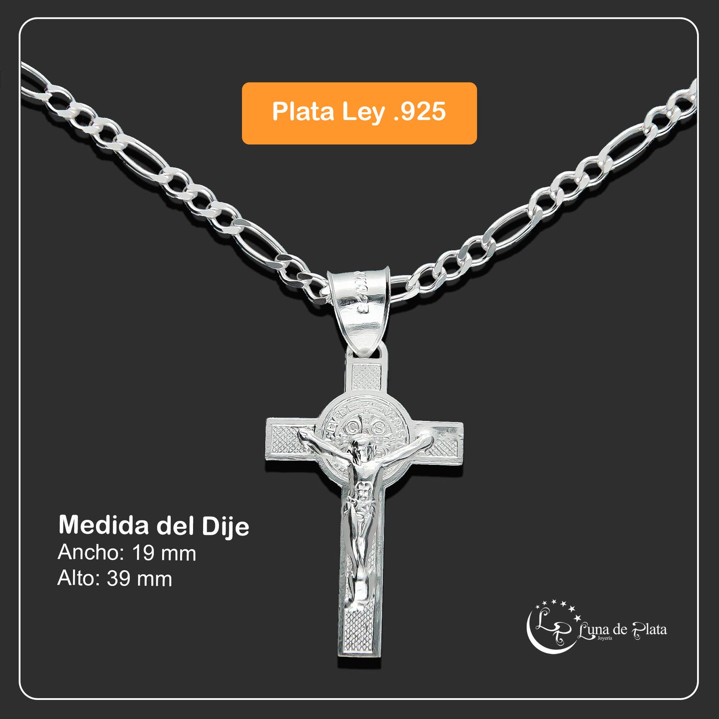 LPDP005 Dije Cruz Sn Benito 2 Vistas Ch + Cadena 60 cm Plata .925 1349472070