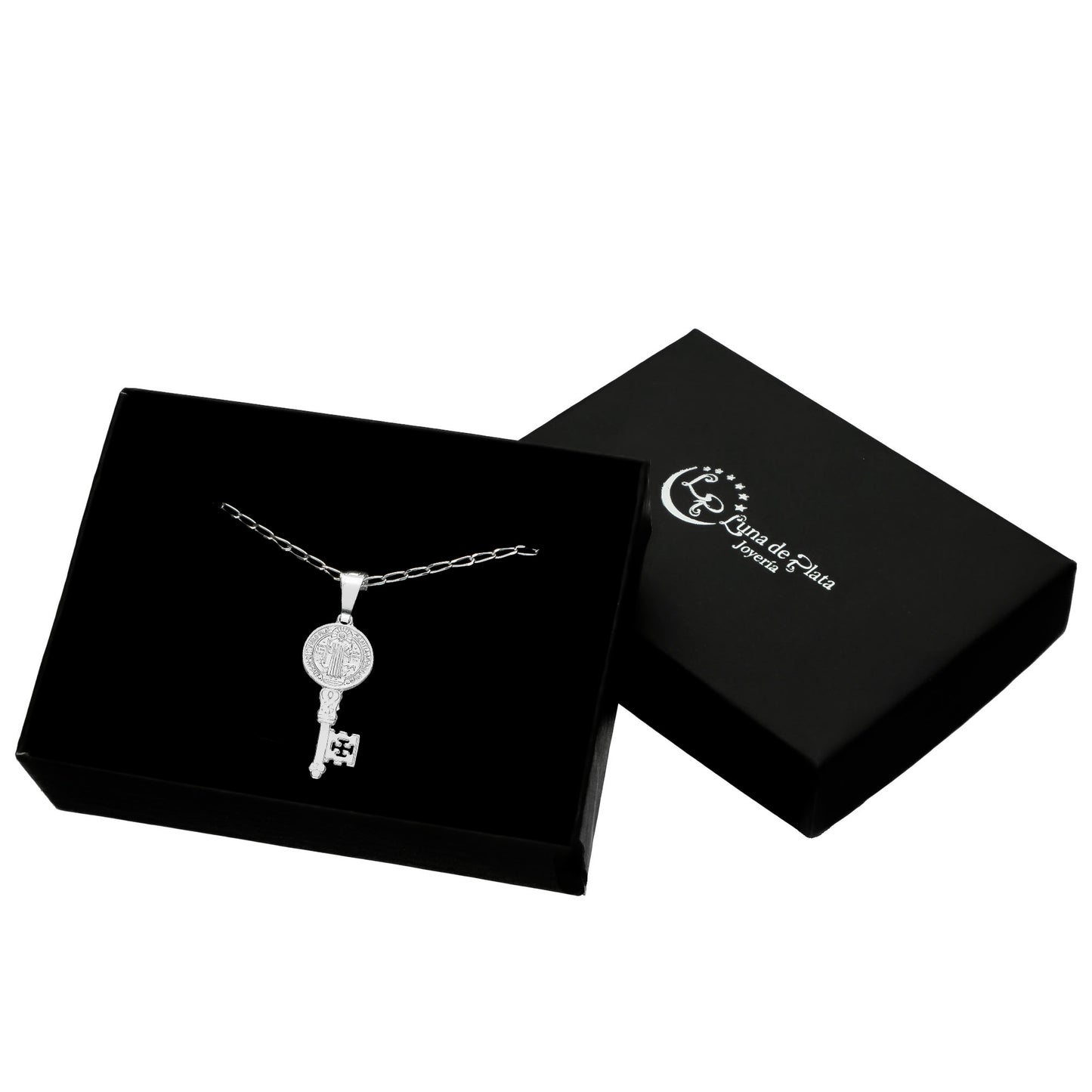 LPDP053 Dije Llave San Benito 3.6 cm x 1.2 cm + Cadena 40 + Regalo Plata .925 Taxco Gro 1386624523