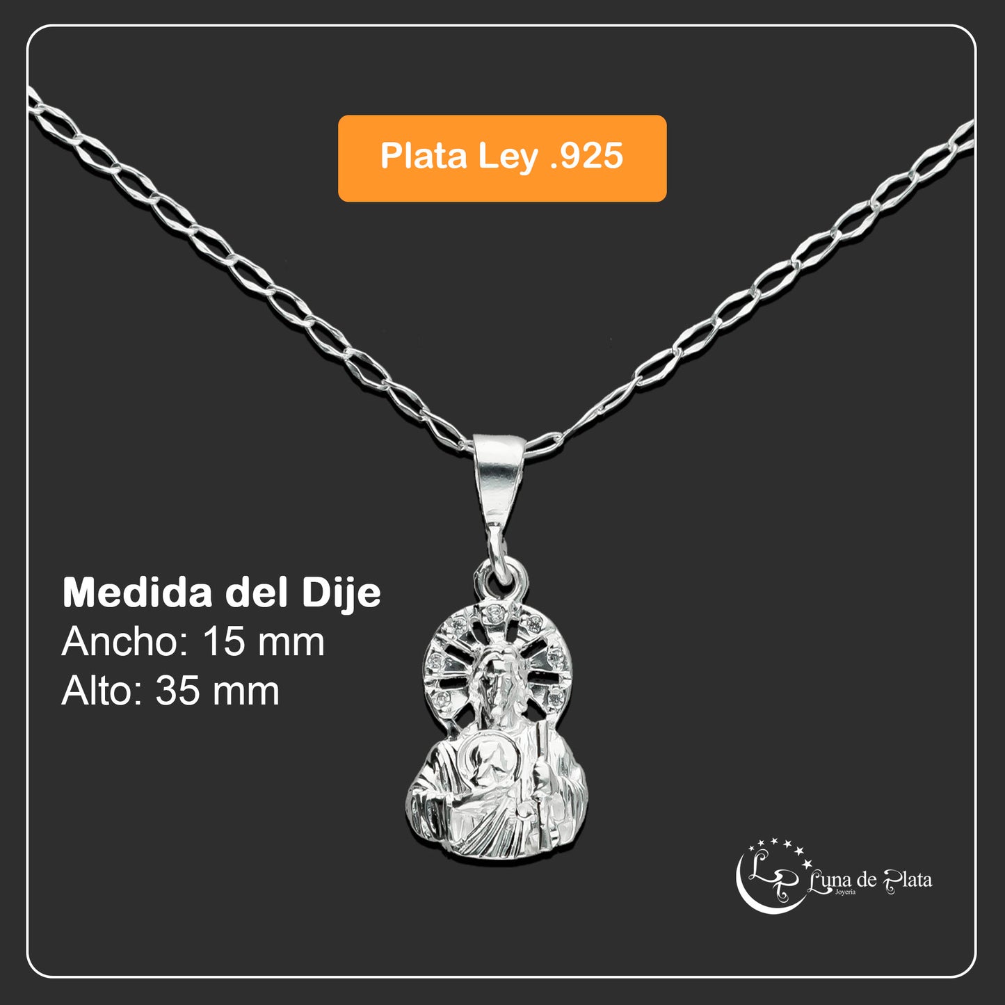 LPDP062 Dije San Judas Busto Z 3.3 x 1.4 cm + Cadena + Regalo Plata .925 Taxco Gro 1388733245