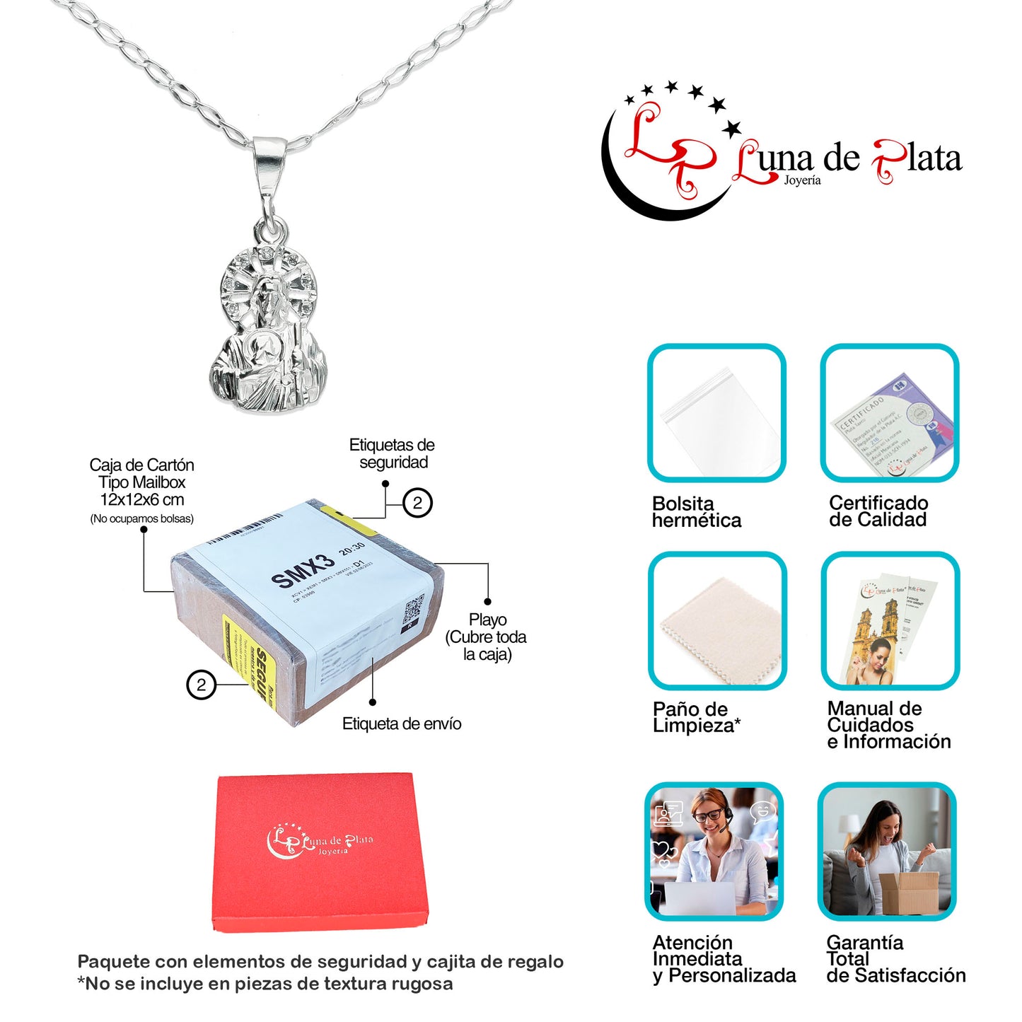 LPDP062 Dije San Judas Busto Z 3.3 x 1.4 cm + Cadena + Regalo Plata .925 Taxco Gro 1388733245
