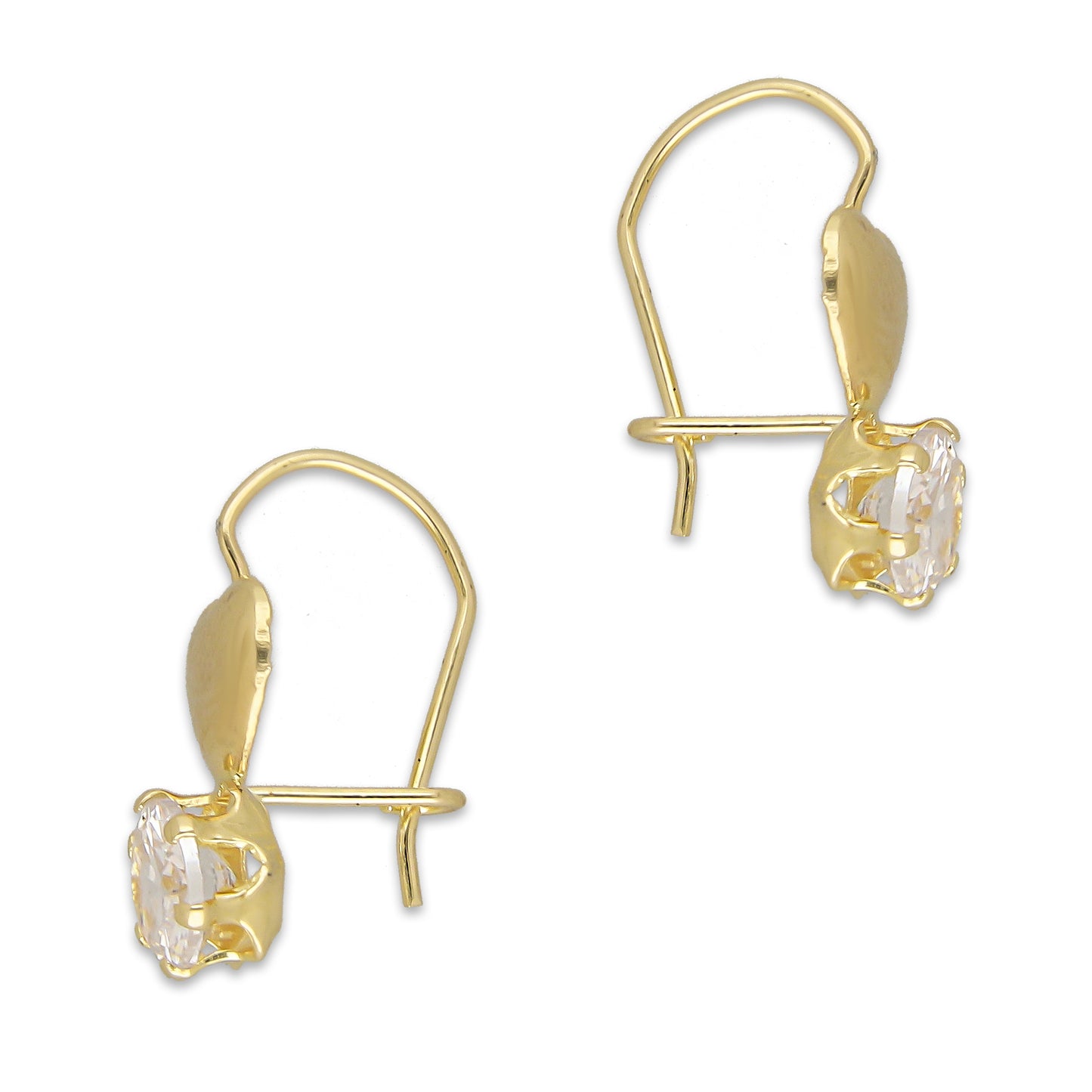 LPEAR003 Arete Arillo Oro Sólido 10K Modelo Corazón Bombeado Liso con Zirconia 2530996895