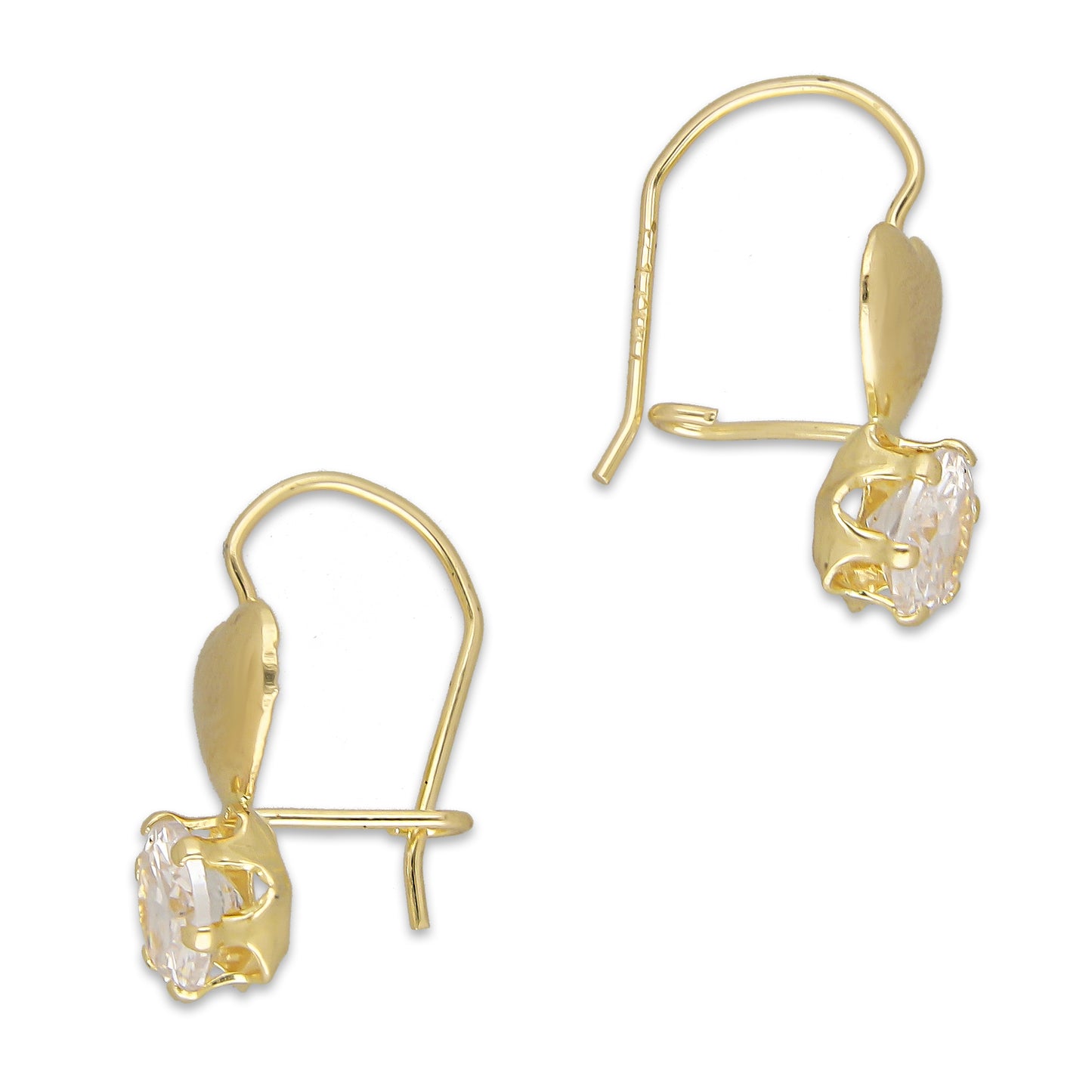 LPEAR003 Arete Arillo Oro Sólido 10K Modelo Corazón Bombeado Liso con Zirconia 2530996895