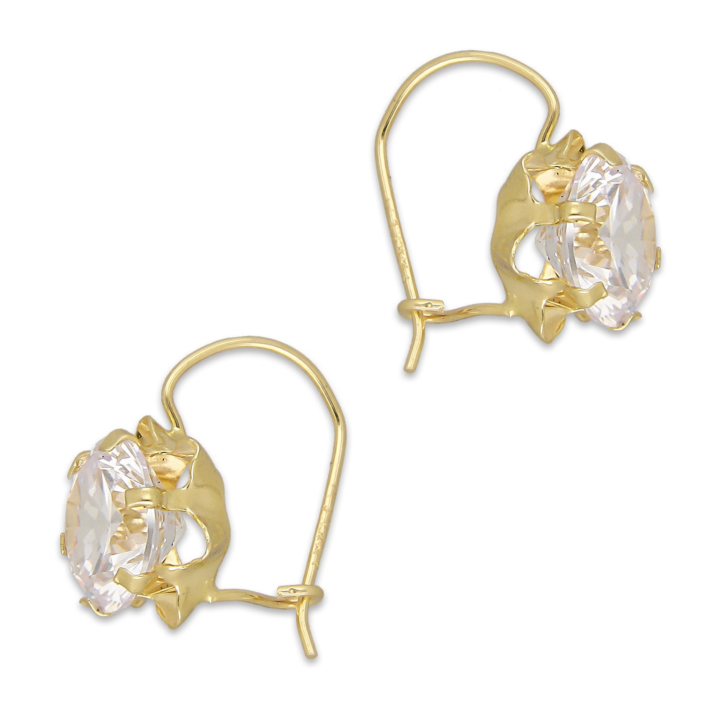 LPEAR004 Arete Arillo Oro Sólido 10K Modelo Zirconia Blanca 9 mm Redonda Base Flor 4286560976