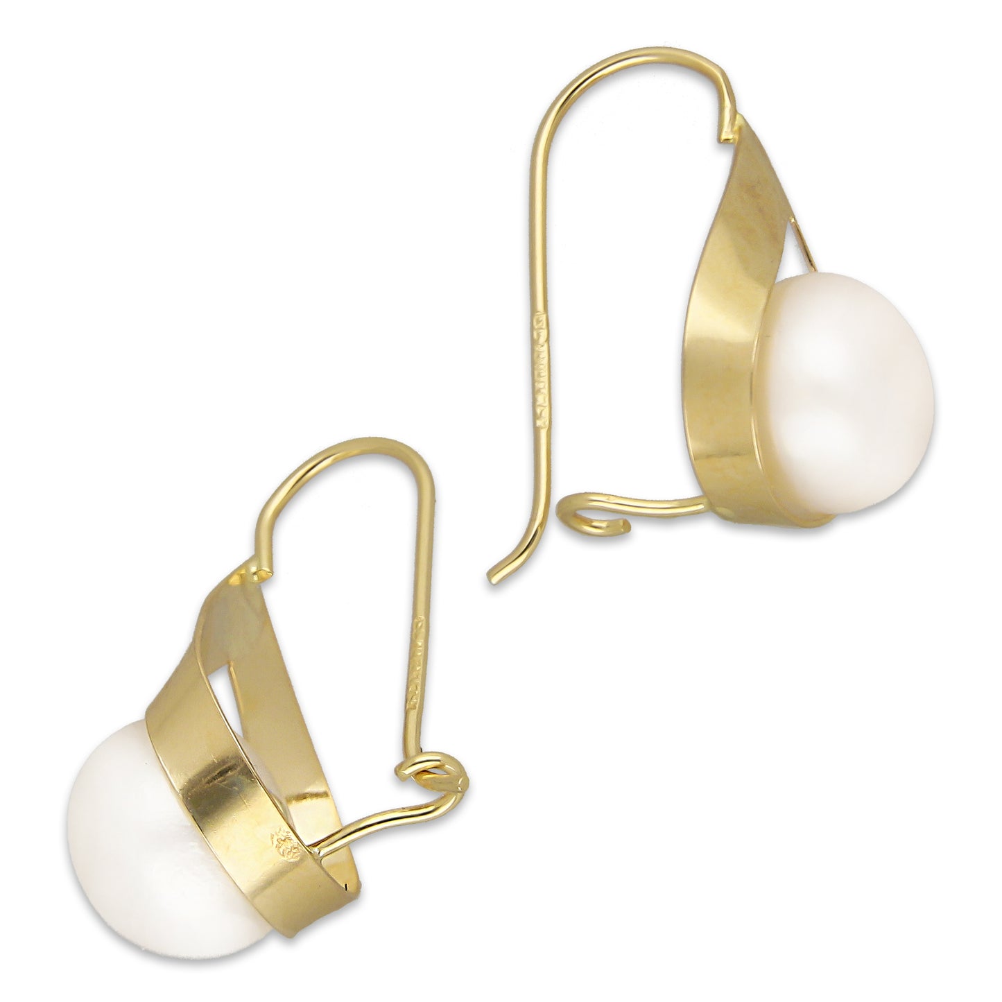 LPEAR015 Arete Arillo Oro Sólido 10K Modelo Gota Lisa con Perla 8 mm 2531187859