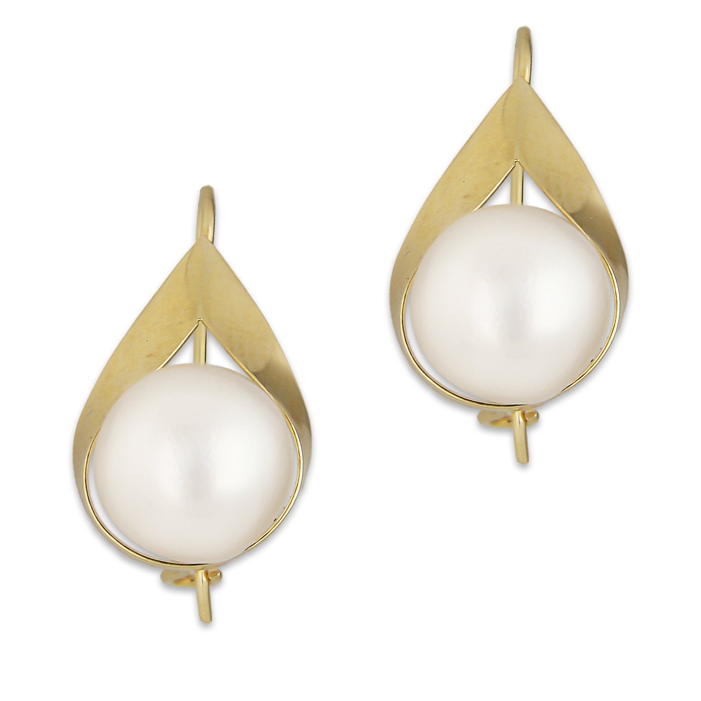 LPEAR015 Arete Arillo Oro Sólido 10K Modelo Gota Lisa con Perla 8 mm 2531187859