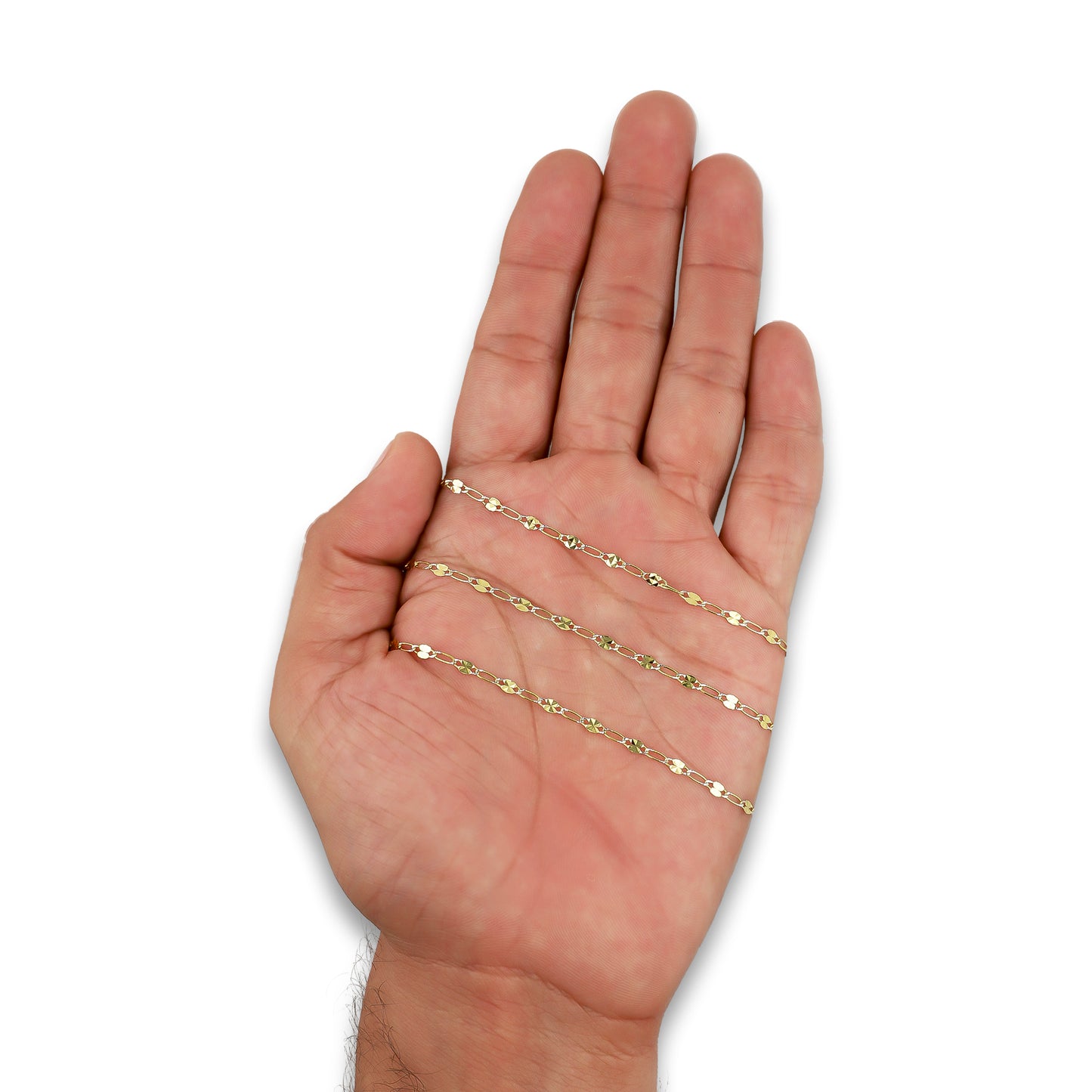 LPECU003-45 Cadena Oro Sólido 10K Mod Ancla Diamantada 1x1 2 mm x 45 cm 2531193661