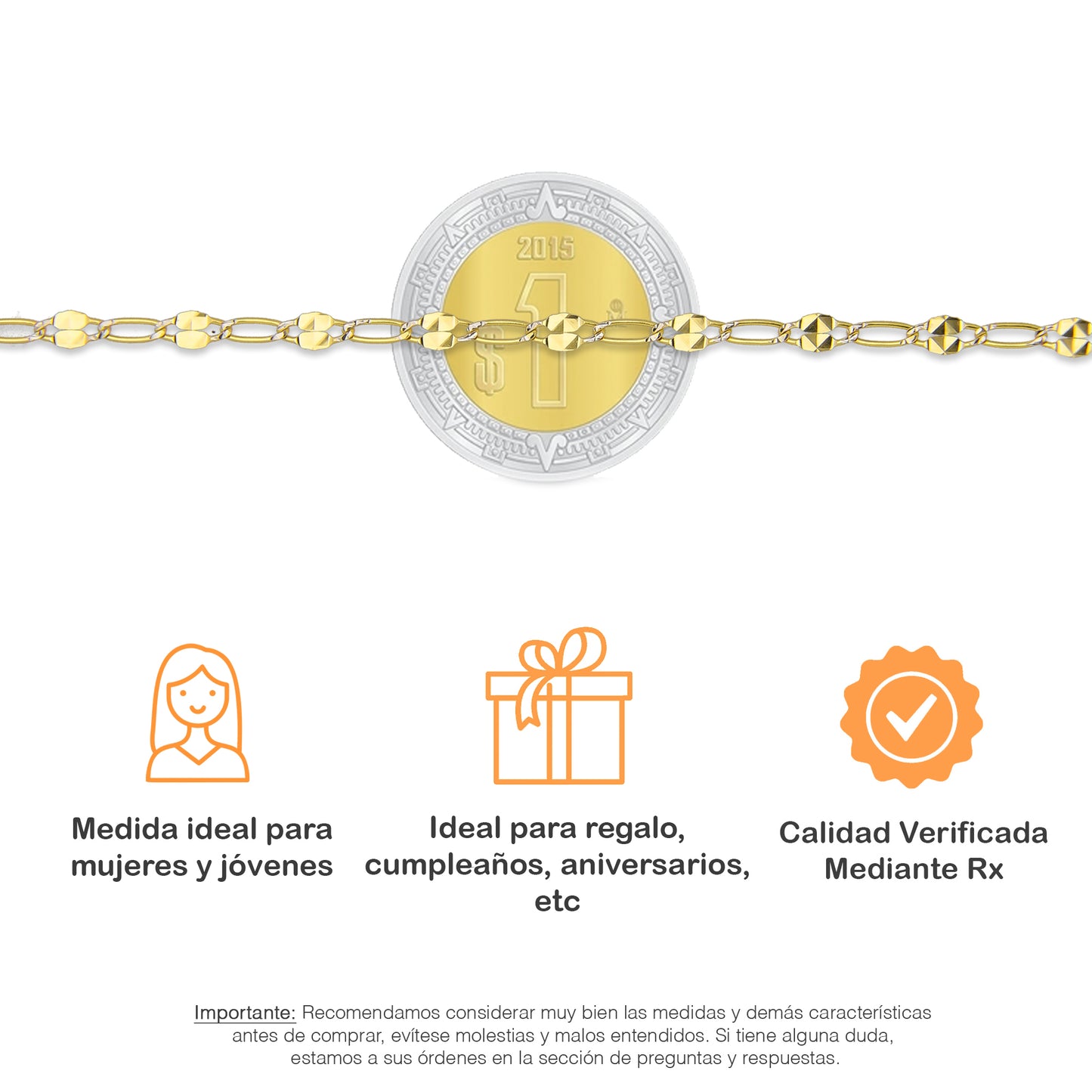 LPECU003-50 Cadena Oro Sólido 10K Mod Ancla Diamantada 1x1 2 mm x 50 cm 2531193663