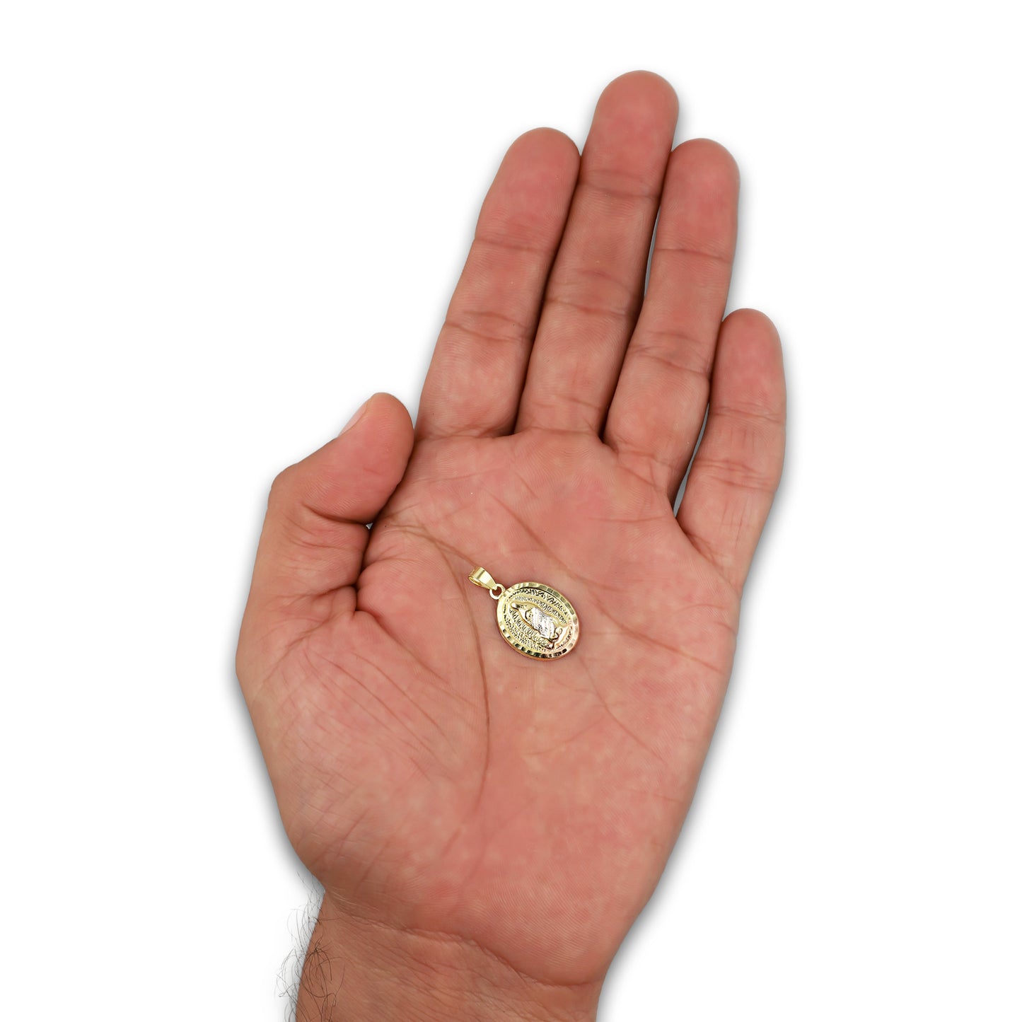 LPEDJ002 Dije Medalla Oval Troquelada Oro Sólido 14K Florentino Virgen de Guadalupe 1.3 cm x 2.4 cm 4287925954