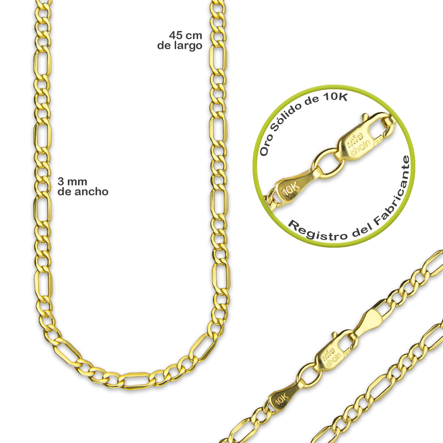 LPEDP012 Cadena Oro Sólido 10K + Dije Troquelado Oro Sólido 14K Florentino Crucifijo Cruz Lisa Goth con Cristo 1 cm x 2.4 cm 4293607530