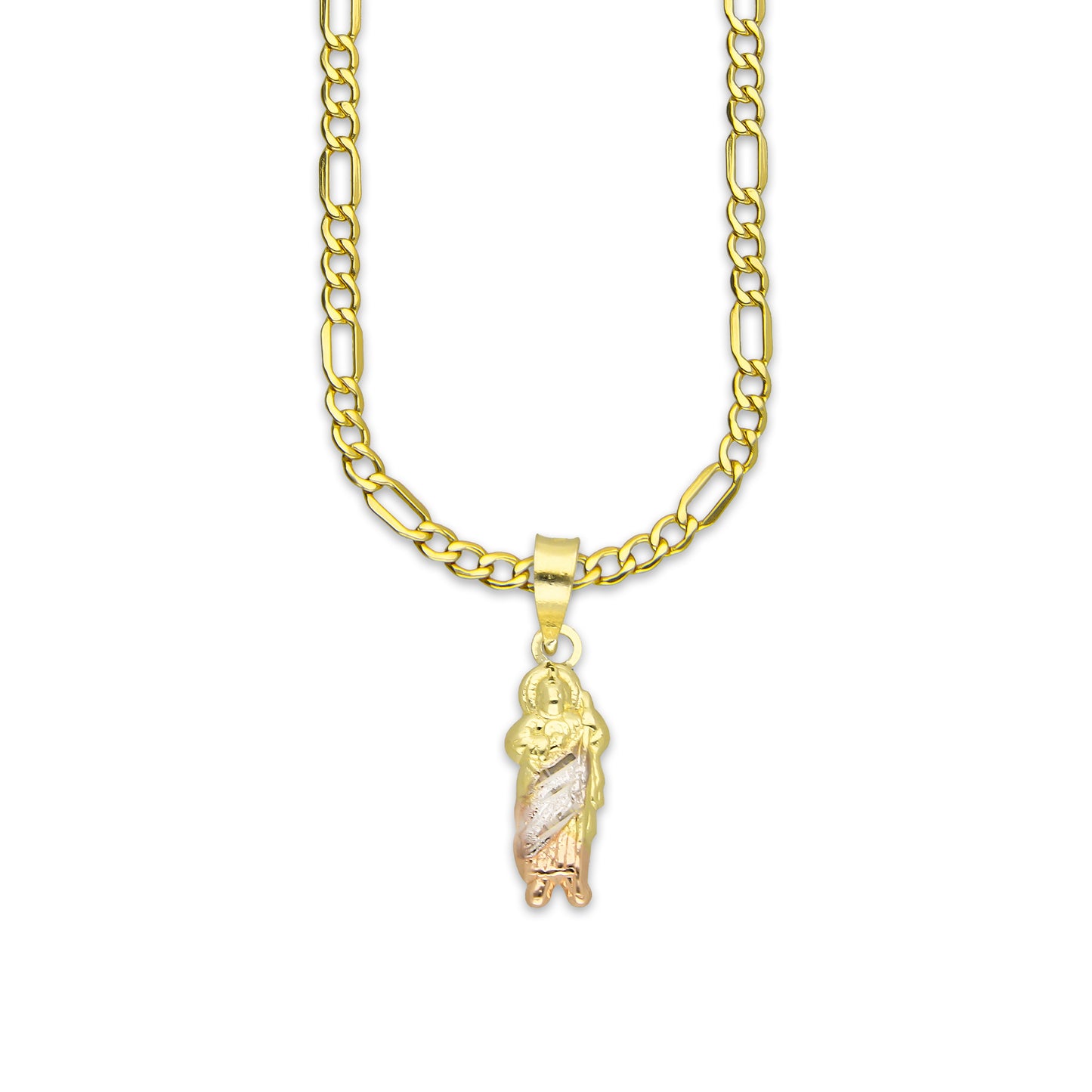 LPEDP018 Cadena Oro Sólido 10K + Dije Troquelado Oro Sólido 14K Florentino San Judas Tadeo 6 mm x 2.3 cm 4293711208