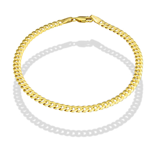 LPEPC002 Pulsera para Caballero Oro Sólido 10K Mod Cubana Americana Lisa 4 mm x 21 cm 2531192819