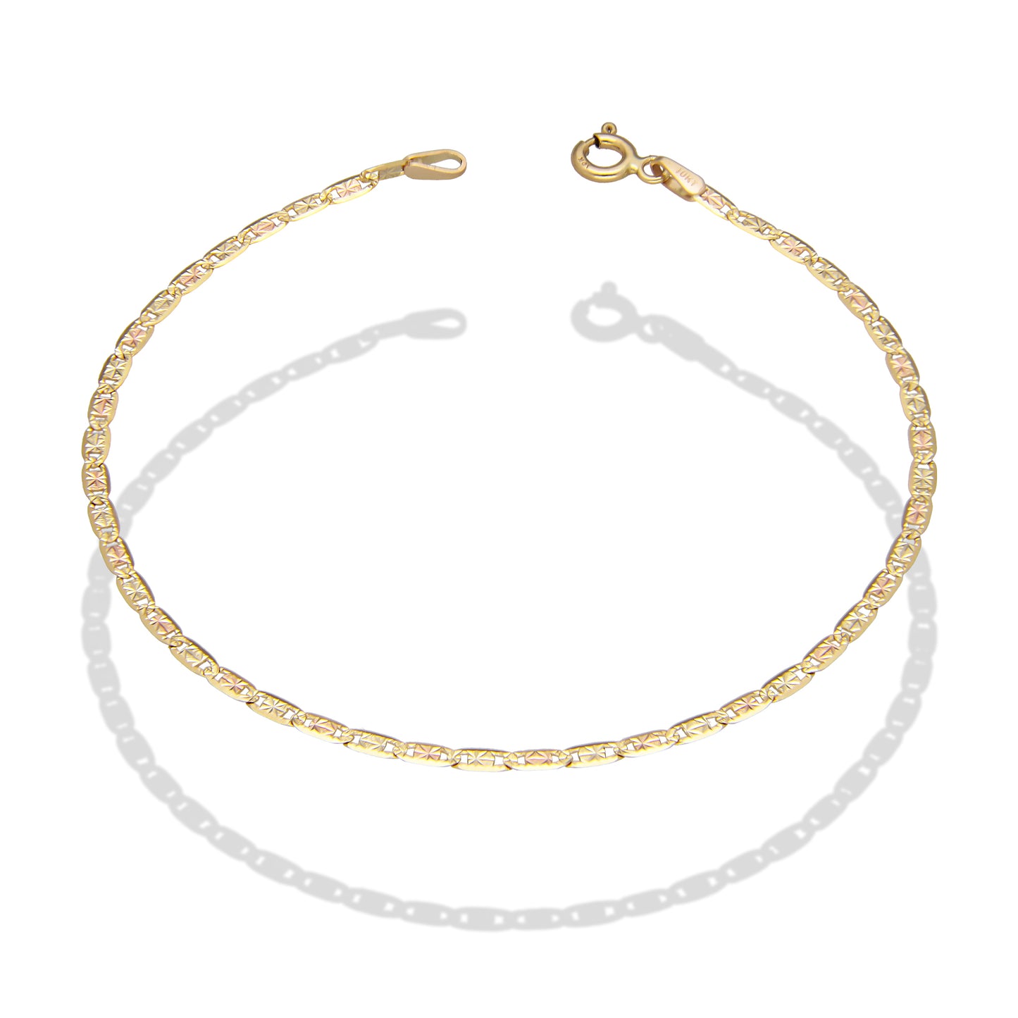 LPEPD002 Pulsera para Dama Oro Sólido 10K Mod Ancla Diamantada Florentino 2 mm x 18.5 cm 2531192873