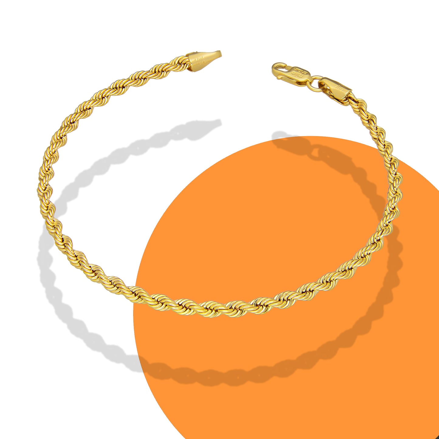 LPEPD005 Pulsera para Dama Oro Sólido 10K Mod Torsal Lisa Súper Ligera 3 mm x 18 cm 4287535642