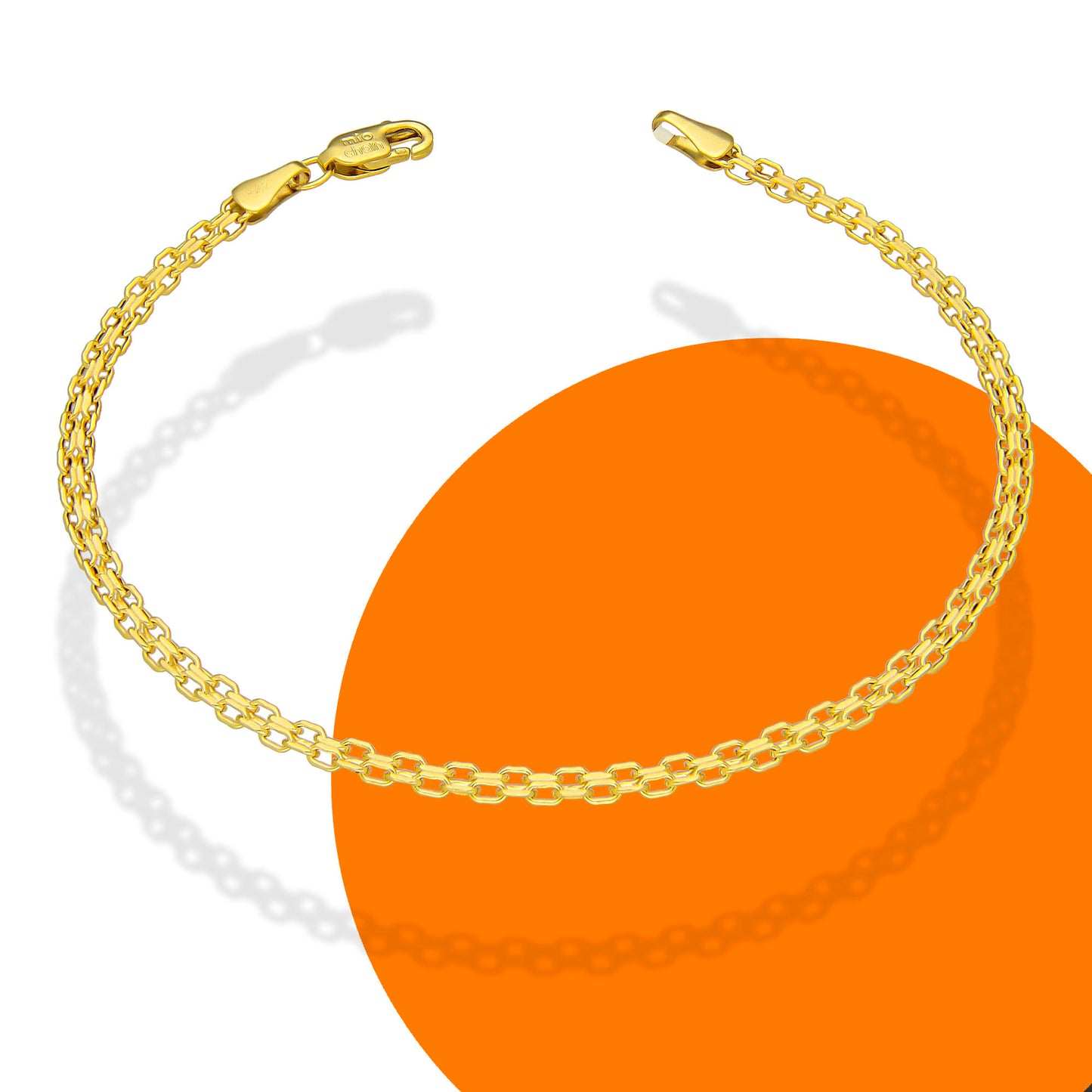 LPEPD014 Pulsera para Dama Oro Sólido 10K Mod Bizmark Súper Ligera 3 mm x 18 cm 2531143981