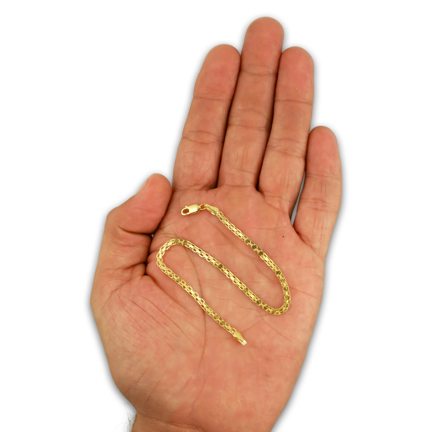 LPEPD014 Pulsera para Dama Oro Sólido 10K Mod Bizmark Súper Ligera 3 mm x 18 cm 2531143981