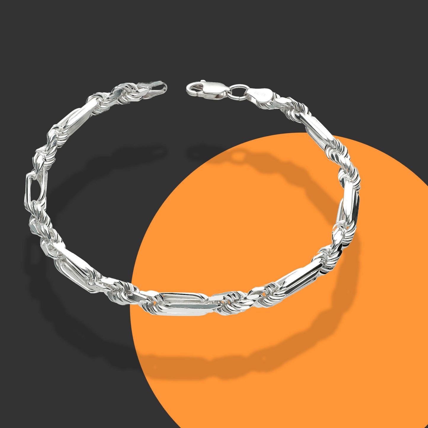 LPPC071 Pulsera Torsal Fígaro 5 Mm X 20 Cm Plata Ley .925, Taxco Gro 1815177074