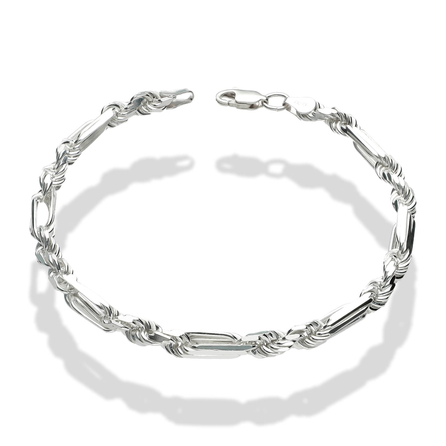 LPPC071 Pulsera Torsal Fígaro 5 Mm X 20 Cm Plata Ley .925, Taxco Gro 1815177074