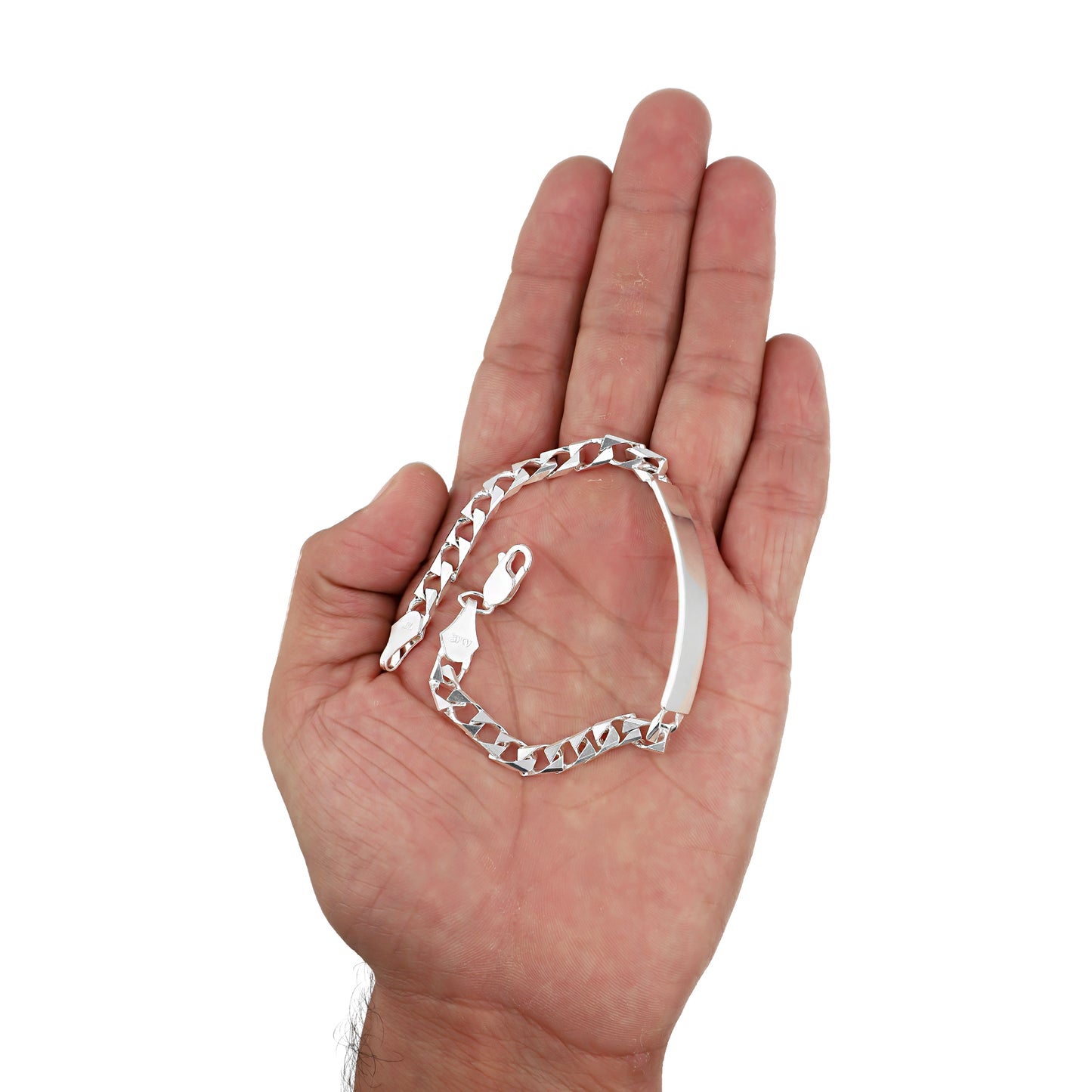 LPPC098 Pulsera Esclava Cubana Eslabón Cuadrado 5 mm x 20 cm en Plata .925