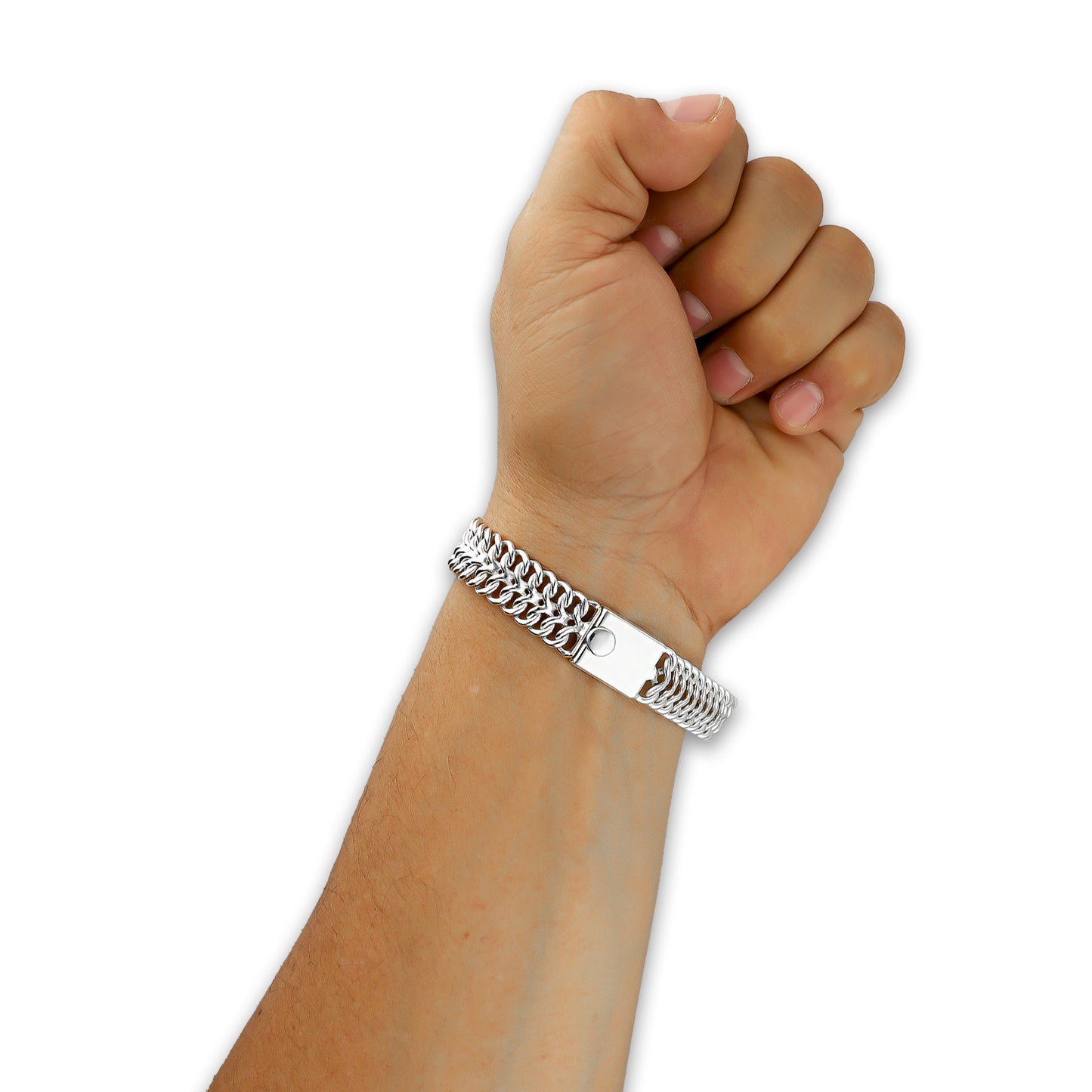 LPPC106 Pulsera Esclava Petatillo Ancha Placa con Bisel 20 cm en Plata .925 2425157931