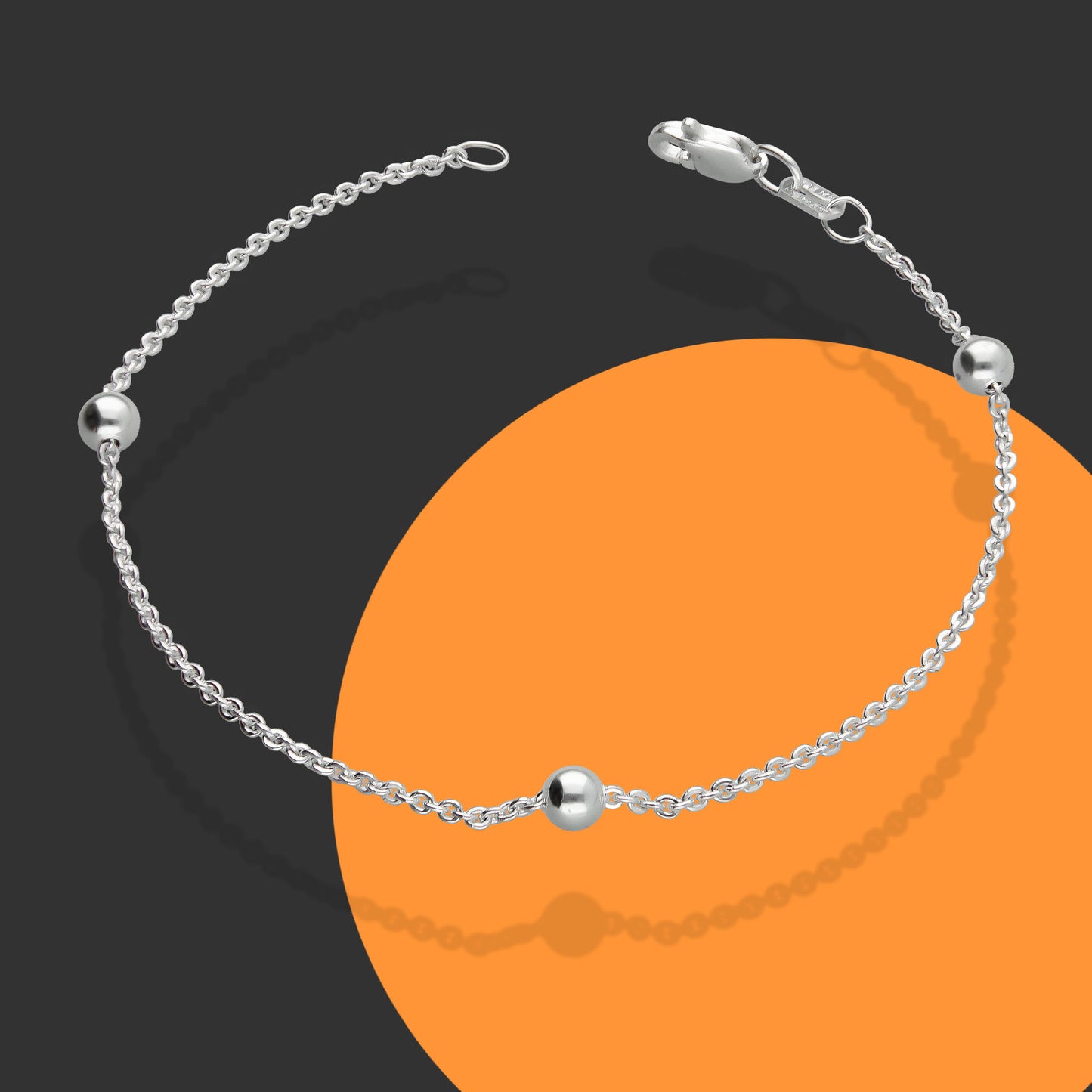 LPPD052 Pulsera Viviana 3 Bolitas 1.5 mm x 18 cm en Plata Ley .925 1532136254