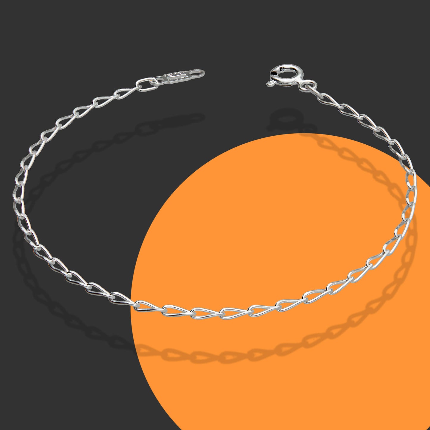 LPPD054 2 Pack Pulsera Figaro 0X1 de 1.8 mm x 18 cm en Plata Ley. 925 1533519368