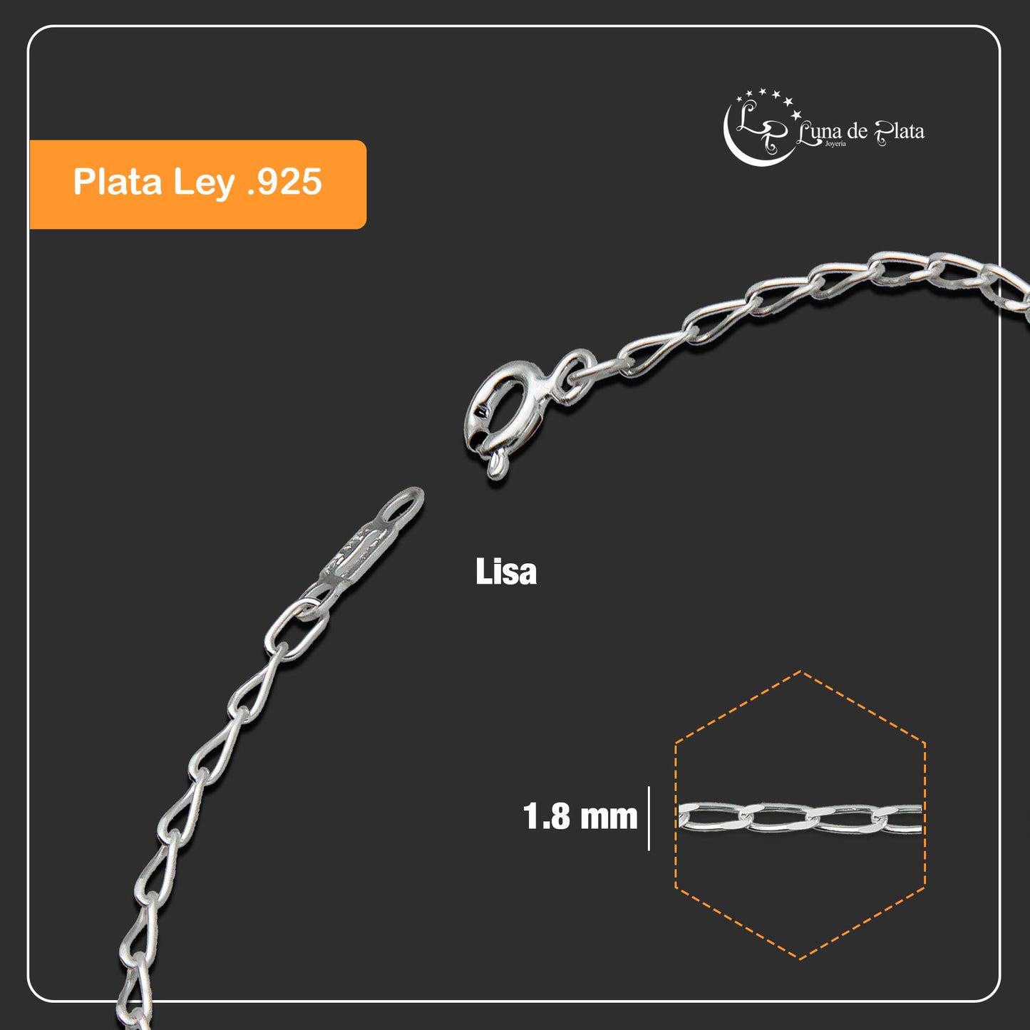 LPPD054 2 Pack Pulsera Figaro 0X1 de 1.8 mm x 18 cm en Plata Ley. 925 1533519368