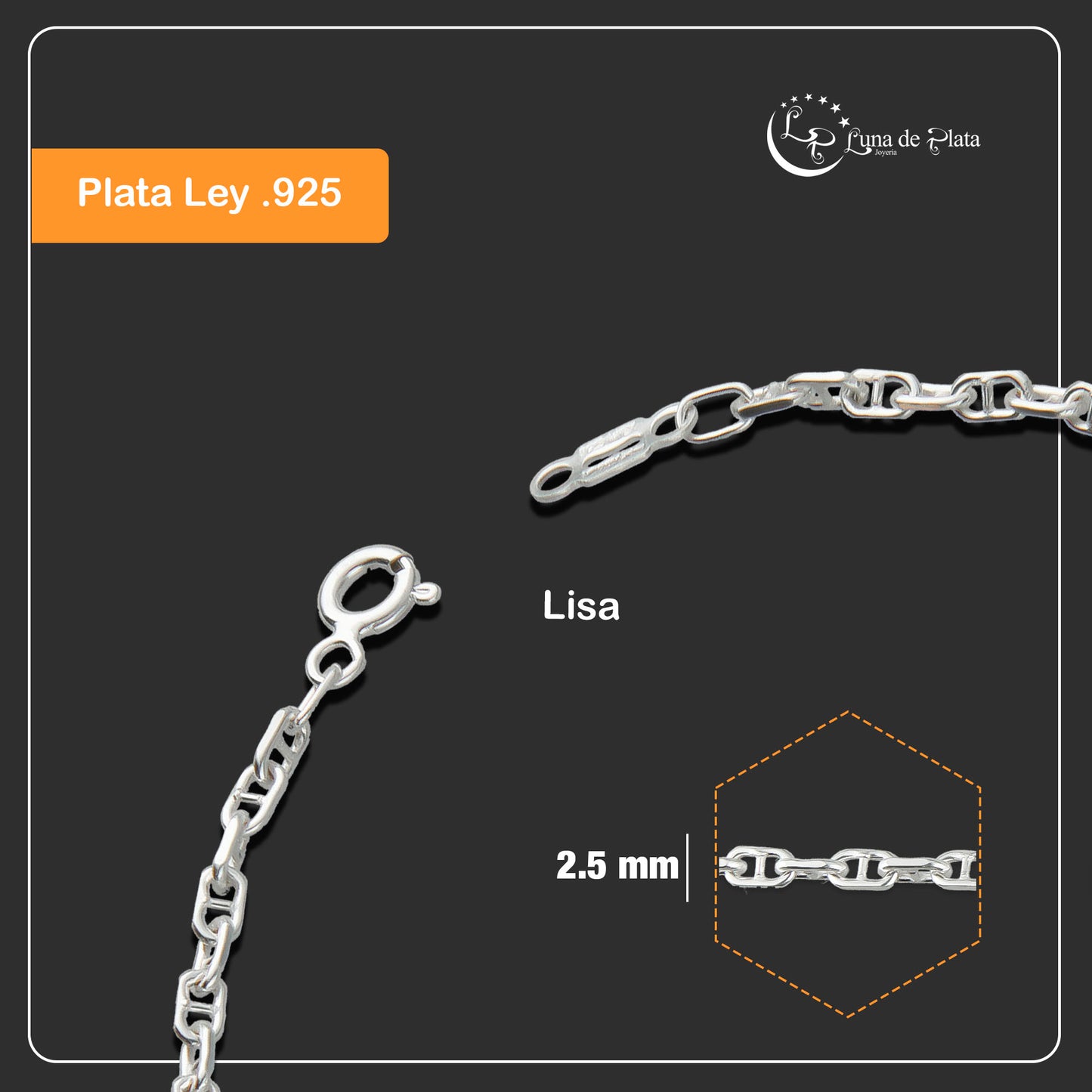 LPPD061 Pulsera Ancla Mar 2.5 mm x 18 cm en Plata.925 1550099739