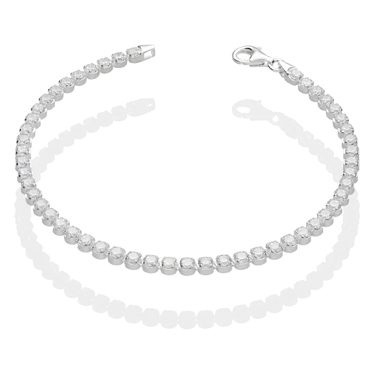 LPPD101 Pulsera Eslabones Zirconias Especial 3 mm Plata Fina .925 2059342449