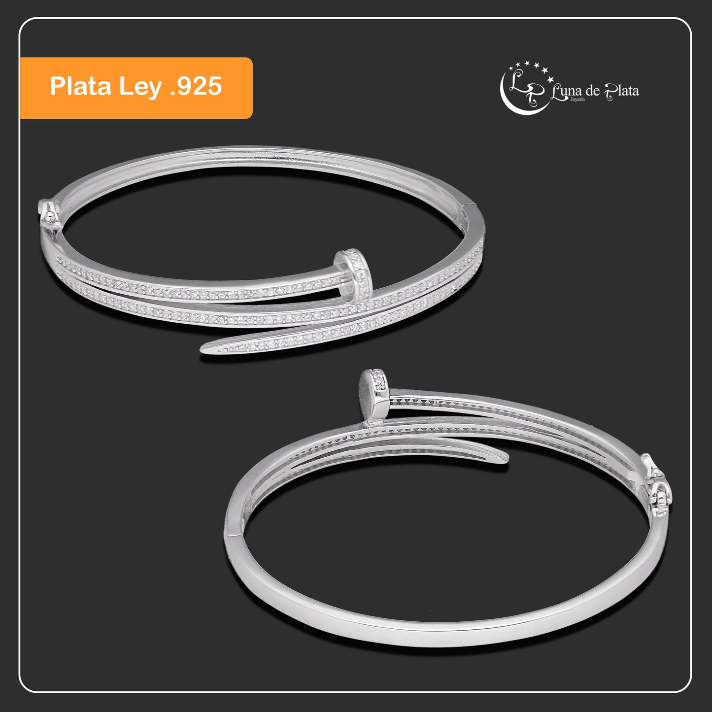 LPPD128 Pulsera Brazalete Dama Mod Clavo Doble Vuelta en Plata .925