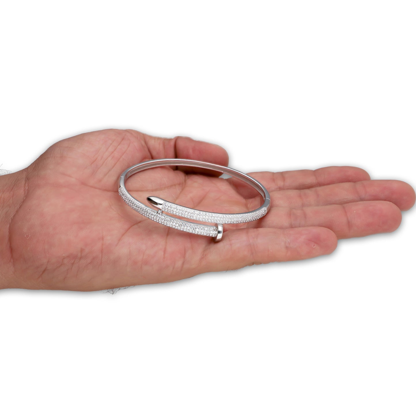 LPPD129 Pulsera Brazalete Dama Mod Clavo con Zirconias en Plata .925