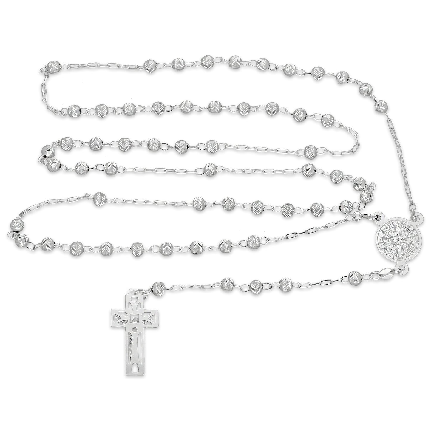 LPR010 Rosario Bola diamantada de 4 mm x 70 cm de largo en Plata .925
