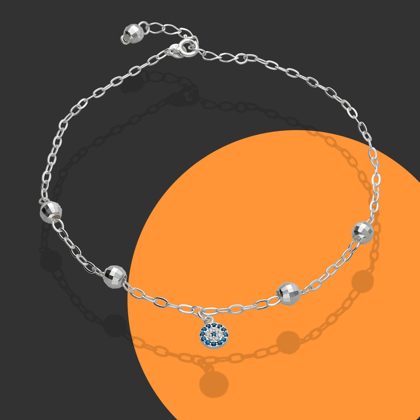 LPTB001 Pulsera Tobillera Mod Bolas Facetadas Circl Plata .925 Taxco 855691188