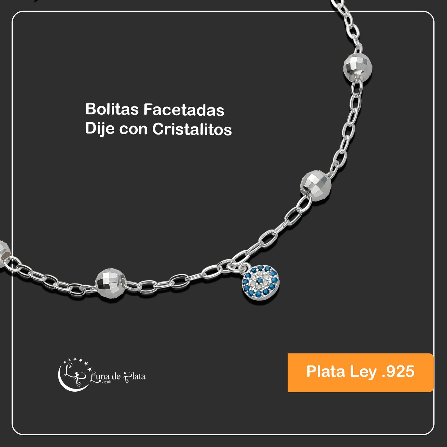 LPTB001 Pulsera Tobillera Mod Bolas Facetadas Circl Plata .925 Taxco 855691188