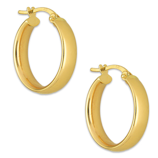 MR10AR033 Arete Arracada Oro Sólido 10K EMF10 Modelo Tubo Óvalado Lisa Diámetro 1.8 cm