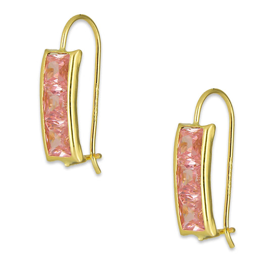 MR10AR029 Arete Arillo Oro Sólido 10K Modelo Semaforo Rosa Diámetro 1.7 cm