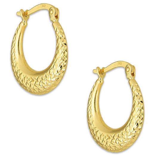 MR10AR034 Arete Arracada Oro Sólido 10K EMF10 Modelo Canasta Texturizada Diámetro 1.7 cm