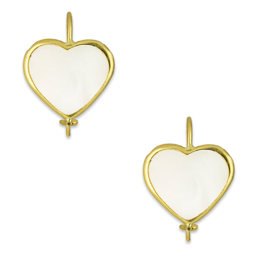 MR10AR030 Arete Arillo Oro Sólido 10K Modelo Corazón Piedra Blanca con Bisel Diámetro 1.5. cm