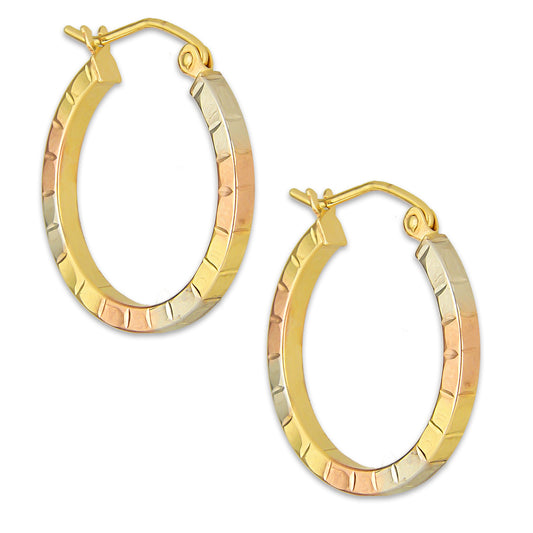 MR10AR035 Arete Arracada Oro Sólido 10K EMF10 Modelo Borde Redondeado Diámetro 2 cm