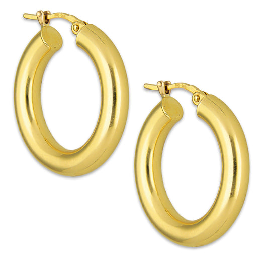 MR10AR039 Arete Arracada Oro Sólido 10K EMF10 Modelo Tubo Grueso Diámetro 2.3 cm