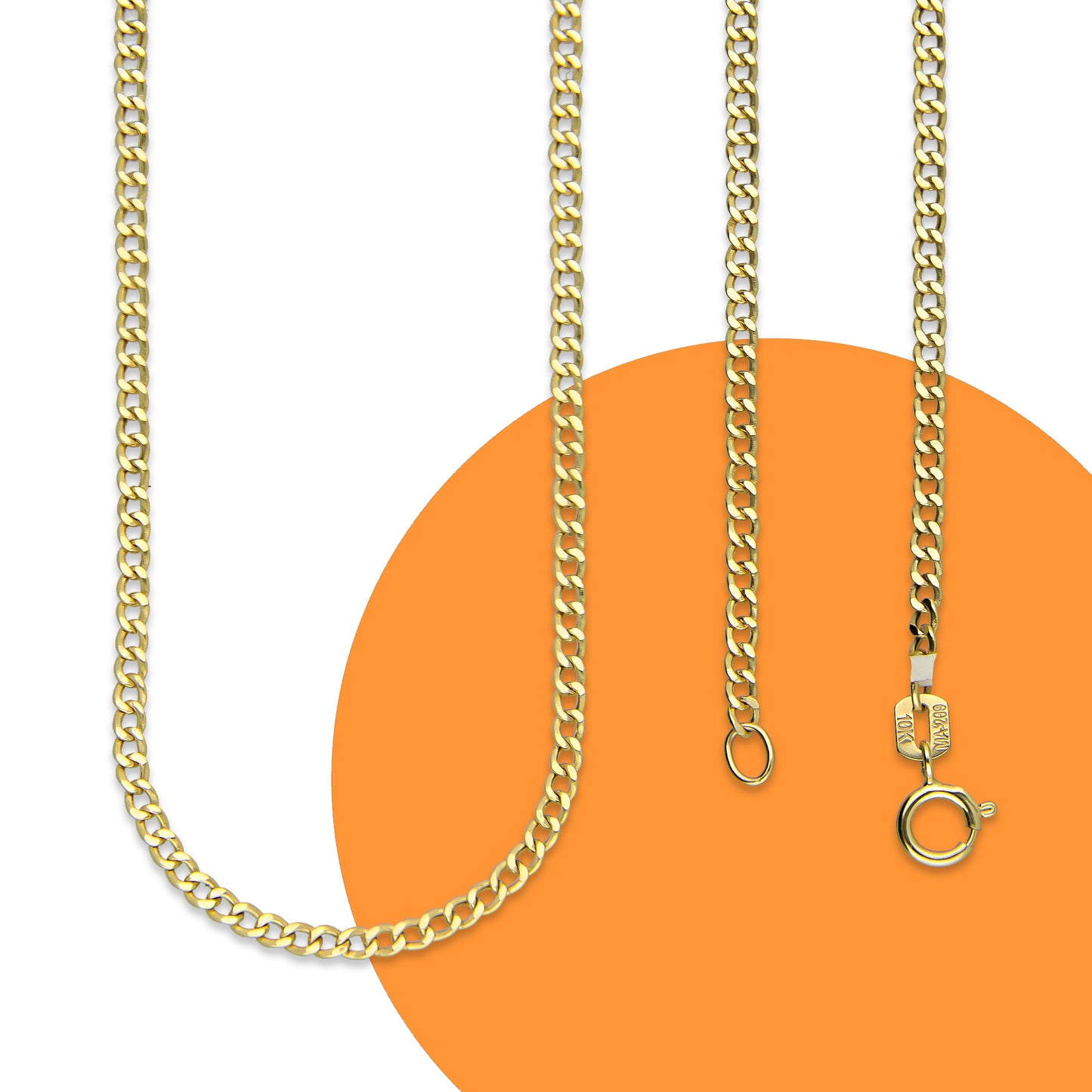 MR10CU001-50 Cadena Oro Sólido 10K EMF10 Modelo Figaro 1*0 2 mm x 50 cm