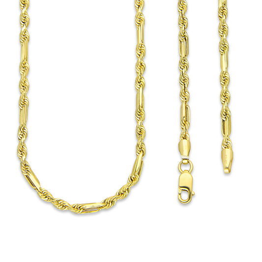 MR10CU026-50 Cadena Oro Sólido 10K EMF10 Modelo Torsal Figaro 2 mm x 50 cm