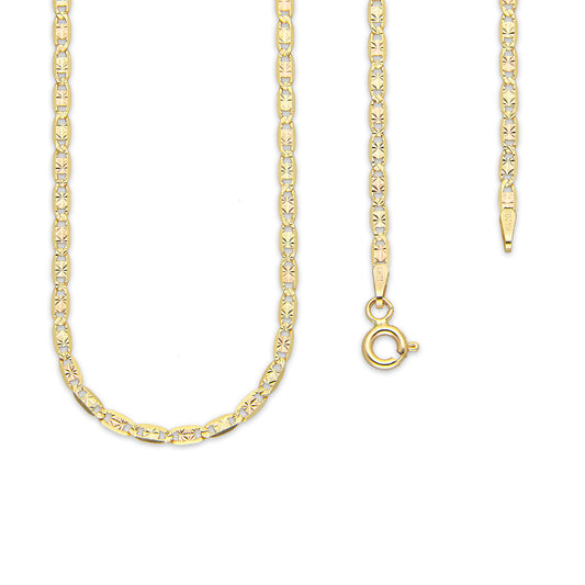 MR10CU031-60 Cadena Oro Sólido 10K Ancla Plana Diamantado Estrella Florentino 2 mm x 60 cm